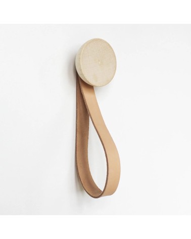 Wall Coat hook / knob with leather strap 5mm Paper