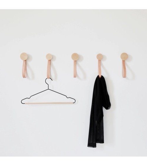 Wall Coat hook / knob with leather strap 5mm Paper