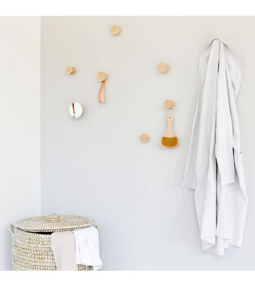 Wall Coat hook / knob with leather strap 5mm Paper