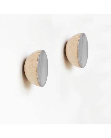 Wood and Aluminium Wall Coat hook / knob 5mm Paper