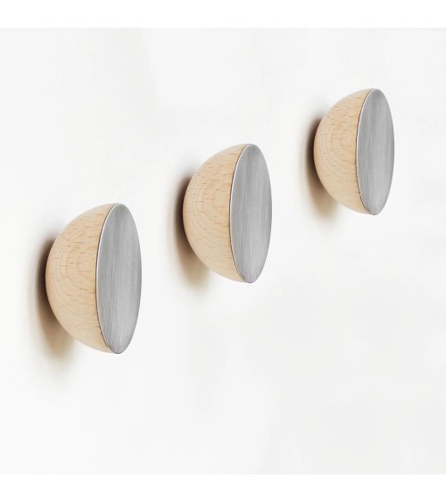 Wood and Aluminium Wall Coat hook / knob 5mm Paper