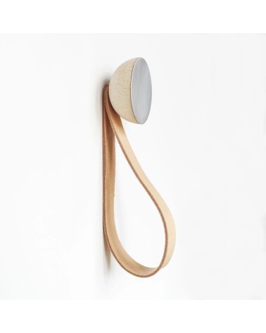 Patère Murale en bois et aluminium avec sangle en cuir 5mm Paper Kitatori suisse