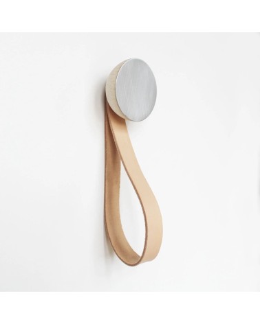Patère Murale en bois et aluminium avec sangle en cuir 5mm Paper Kitatori suisse