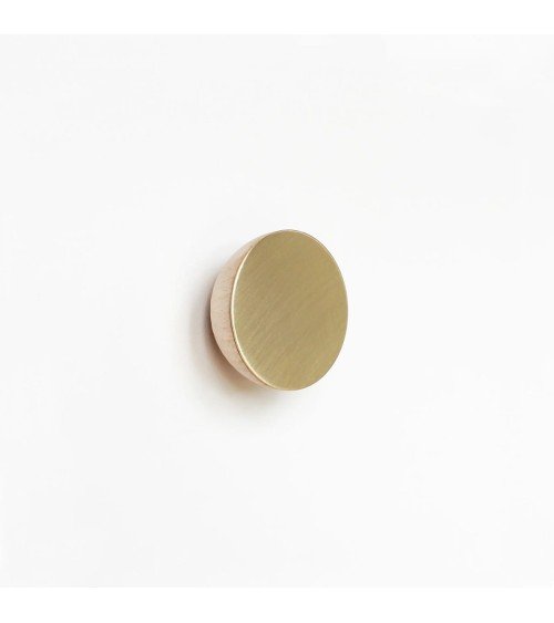 Wood and Brass Wall Coat hook / knob 5mm Paper
