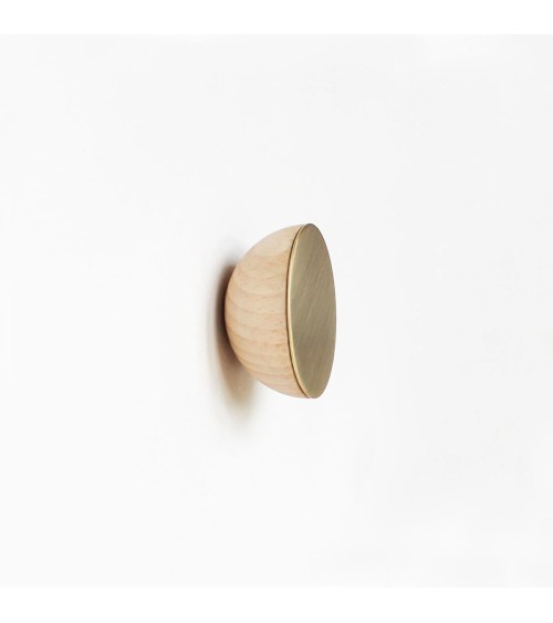 Wood and Brass Wall Coat hook / knob 5mm Paper