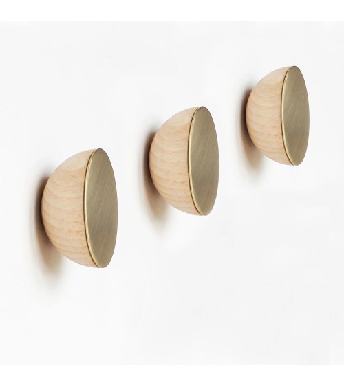 Wood and Brass Wall Coat hook / knob 5mm Paper