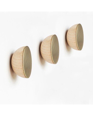 Wood and Brass Wall Coat hook / knob 5mm Paper
