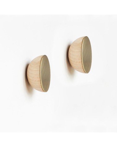Wood and Brass Wall Coat hook / knob 5mm Paper