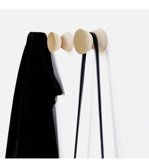 Geometric Wood and Brass Wall Coat hook / knob 5mm Paper