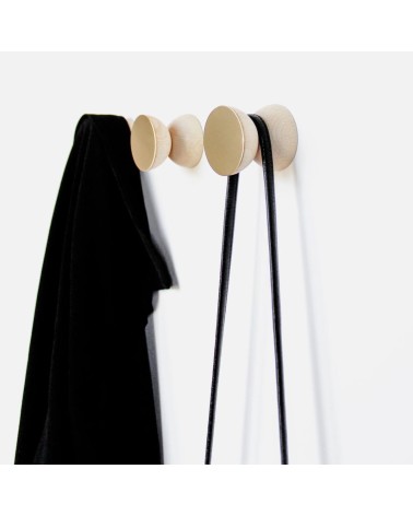 Geometric Wood and Brass Wall Coat hook / knob 5mm Paper