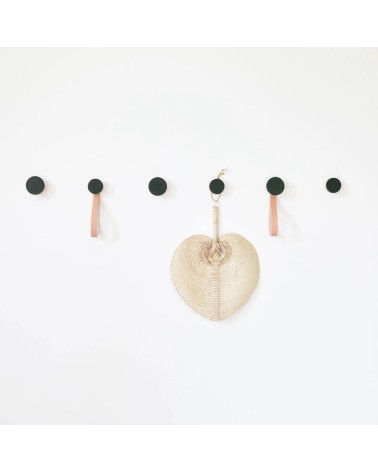 Wood and Ceramic Coat hook / knob with leather strap 5mm Paper