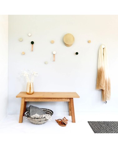 Wood and Ceramic Coat hook / knob with leather strap 5mm Paper