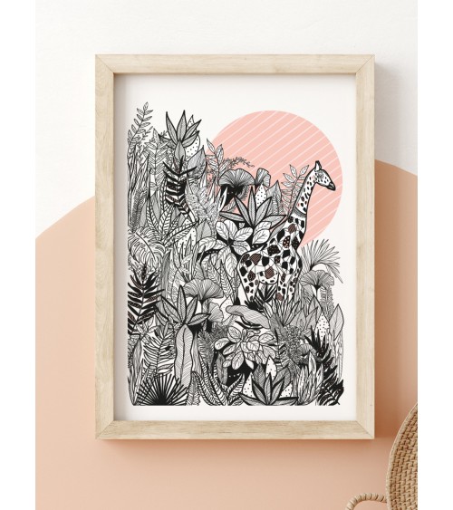 Girafe - Poster A4, affiche, deco murale Olala by Pupa mural affiche posters muraux design deco salon cuisine chambre enfant