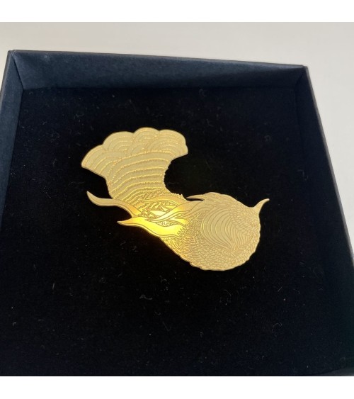 Oiseau - Broche dorée à l'or fin Adorabili Paris pins rare métal originaux bijoux suisse