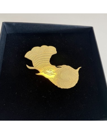 Oiseau - Broche dorée à l'or fin Adorabili Paris pins rare métal originaux bijoux suisse