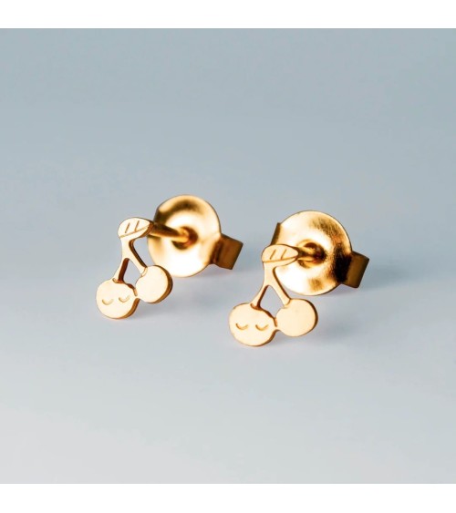 Cerises - Boucles d'oreilles dorées à l'or fin Adorabili Paris fantaisie original femme suisse