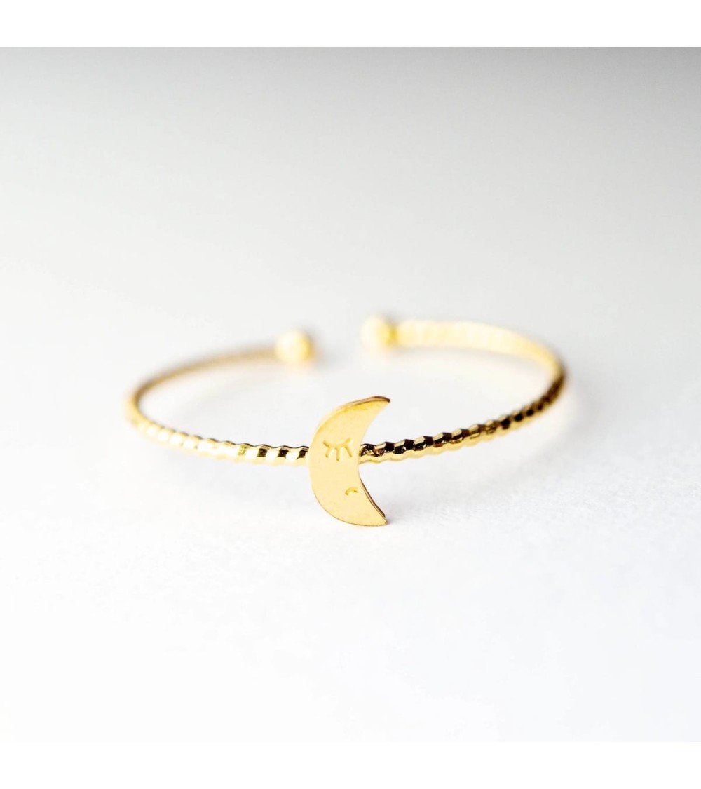 Moon ring - Adjustable ring, fine gold plating Adorabili Paris cute fashion design designer for women