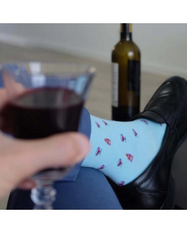 Wine - Organic cotton socks - Blue The Captain Socks funny crazy cute cool best pop socks for women men