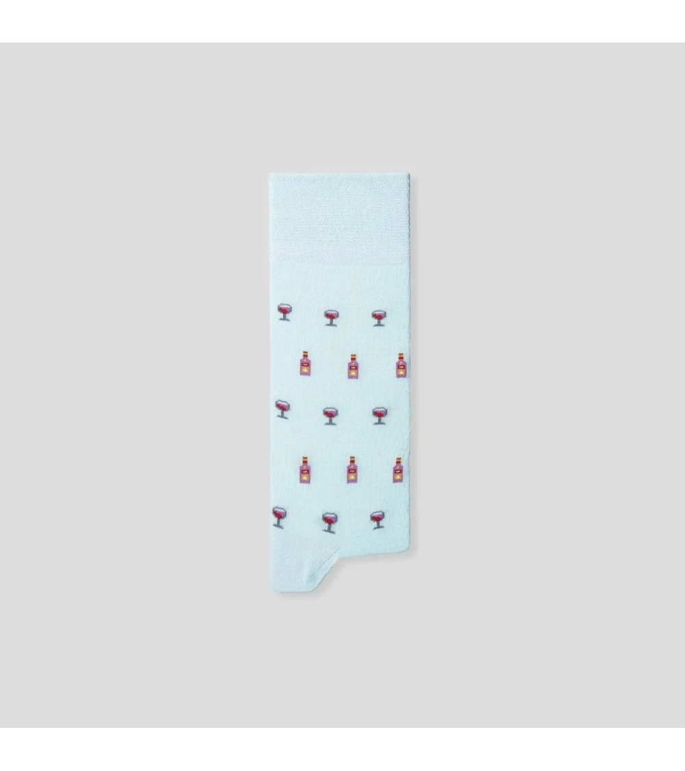 Vin - Chaussettes à motifs en coton bio - Bleu The Captain Socks jolies pour femme originales pour homme chausset rigolotes d...