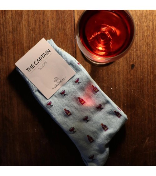 Wine - Organic cotton socks - Blue The Captain Socks funny crazy cute cool best pop socks for women men