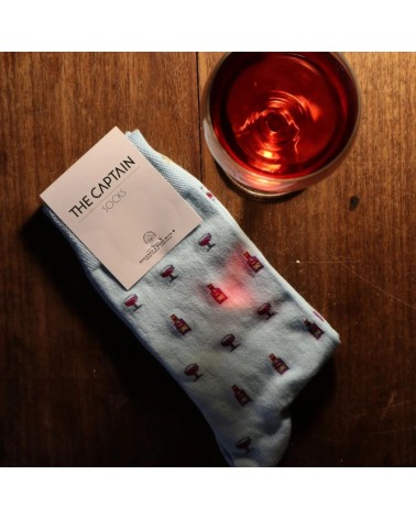 Wine - Organic cotton socks - Blue The Captain Socks funny crazy cute cool best pop socks for women men