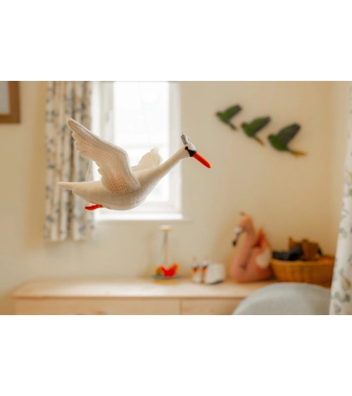 Flying Swan - Hanging Mobile Sew Heart Felt Children's and baby's room design switzerland original