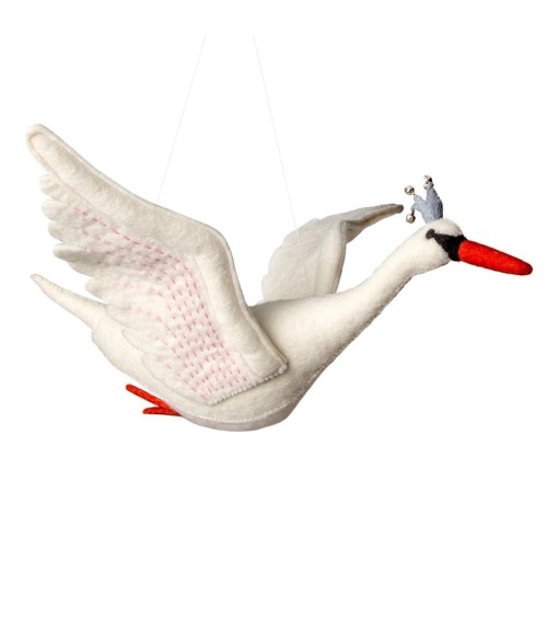 Flying Swan - Baby Hanging Mobile Sew Heart Felt Decorative Objects design switzerland original