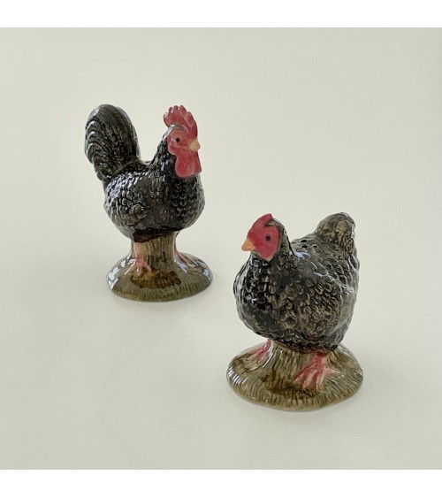 Salière & Poivrière - Poule et coq de Marans Quail Ceramics Salière & Poivrière design suisse original