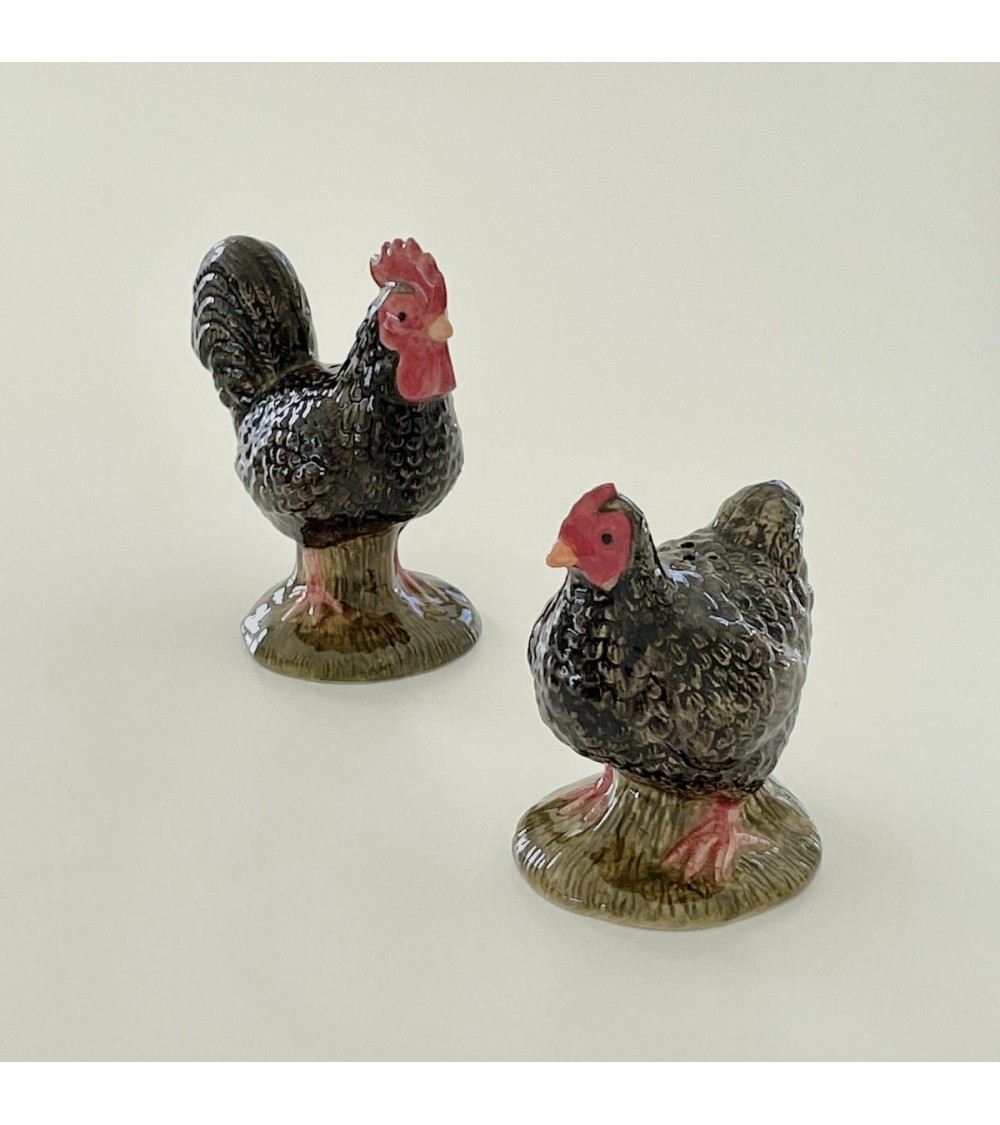 Marans hen and cockerel - Salt and pepper shaker Quail Ceramics pots set shaker cute unique cool