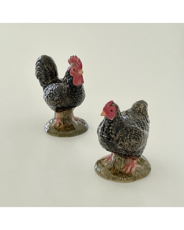 Marans hen and cockerel - Salt and pepper shaker Quail Ceramics pots set shaker cute unique cool