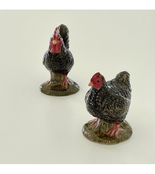 Poule et coq de Marans - Salière et Poivrier Quail Ceramics design sel saliere poivrier salier poivrière