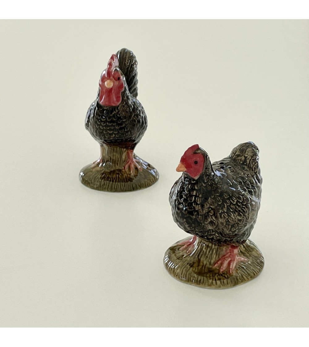Marans hen and cockerel - Salt and pepper shaker Quail Ceramics pots set shaker cute unique cool