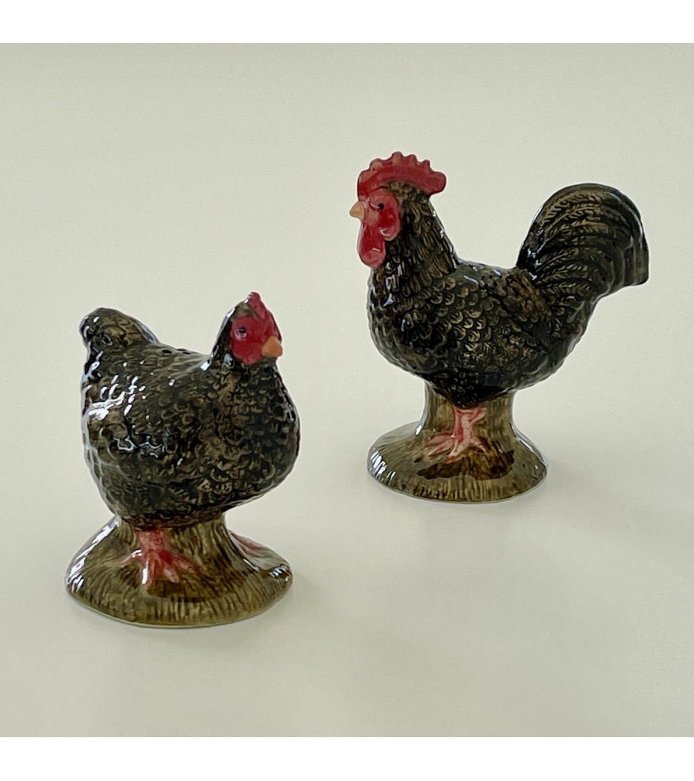 Marans hen and cockerel - Salt and pepper shaker Quail Ceramics pots set shaker cute unique cool