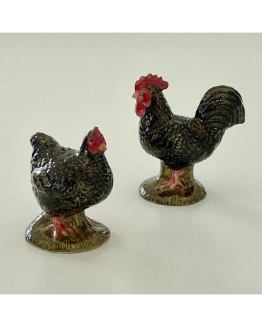 Marans hen and cockerel - Salt and pepper shaker Quail Ceramics pots set shaker cute unique cool