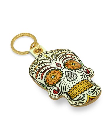 Leather Key Ring - Sugar Skull - Third eye Alkemest original gift idea switzerland