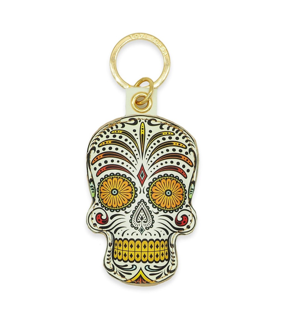 Leather Key Ring - Sugar Skull - Third eye Alkemest original gift idea switzerland