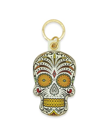 Leather Key Ring - Sugar Skull - Third eye Alkemest original gift idea switzerland