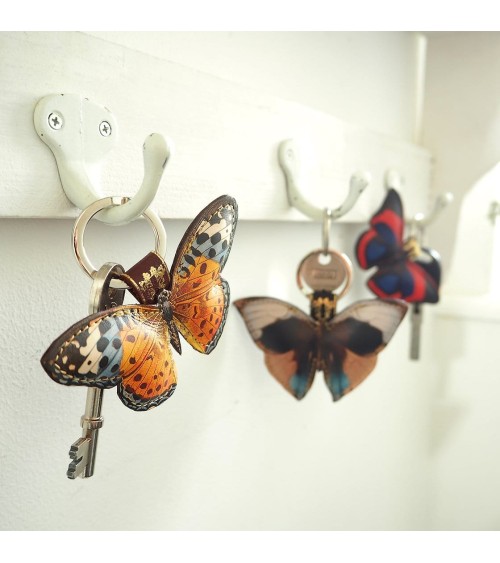 Porte-clés en cuir - Papillon tacheté Alkemest idée cadeau original suisse