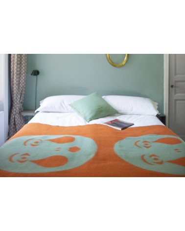 MOON Green - Coperta di lana e cotone Brita Sweden di qualità per divano coperte plaid