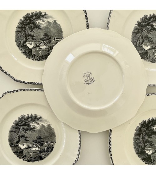 6 Assiettes - Landschap - Société céramique Maestricht kitatori meuble vintage shop online boutique suisse