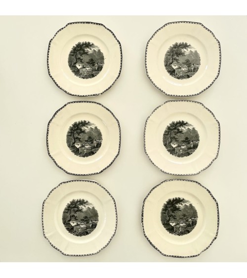 6 Assiettes - Landschap - Société céramique Maestricht kitatori meuble vintage shop online boutique suisse