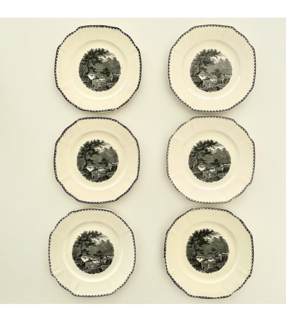 6 Assiettes - Landschap - Société céramique Maestricht kitatori meuble vintage shop online boutique suisse