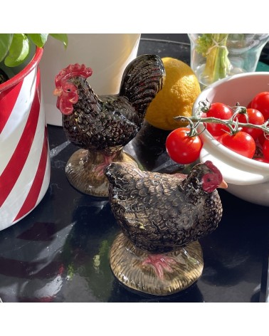 Henne und hahn aus Marans - Salz und Pfefferstreuer Quail Ceramics  pfeffer steuer salzpfeffersteuer set lustige kaufen