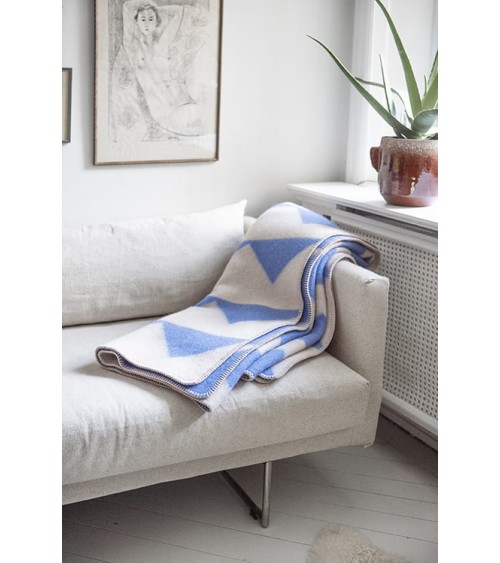 ARCTIC Cobalt - Wool and cotton blanket Brita Sweden best cozy soft throws and blankets for sofa