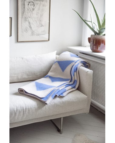ARCTIC Cobalt - Coperta di lana e cotone Brita Sweden di qualità per divano coperte plaid