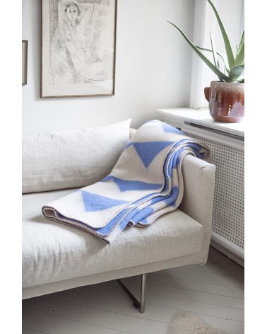 ARCTIC Cobalt - Wool and cotton blanket Brita Sweden best cozy soft throws and blankets for sofa