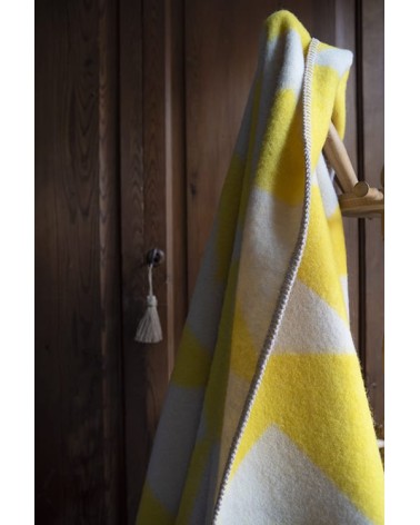 ARCTIC Sulphur - Couverture en laine et coton Brita Sweden plaide pour canapé de lit cocooning chaud