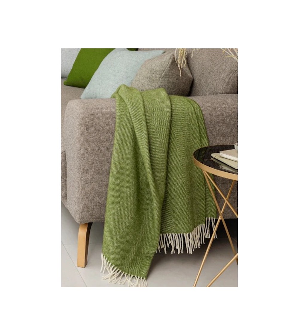 HERRINGBONE Apple - Pure new wool blanket Bronte by Moon warm cozy soft sofa throw blanket picnic throws and blankets