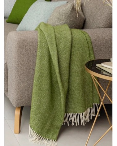 HERRINGBONE Apple - Pure new wool blanket Bronte by Moon warm cozy soft sofa throw blanket picnic throws and blankets