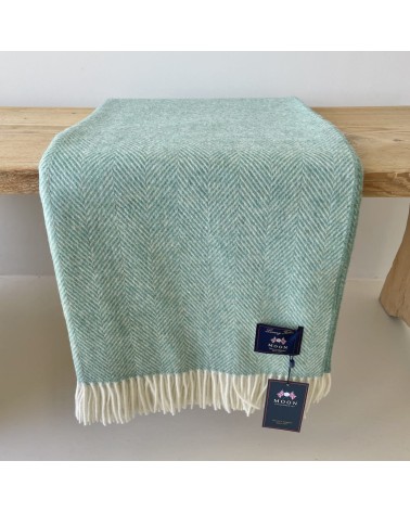 HERRINGBONE Eucalyptus - Merino wool blanket Bronte by Moon warm cozy soft sofa throw blanket picnic throws and blankets